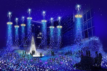 東京・カレッタ汐留が青い世界に包まれるイルミネーション「カノン・ダジュール」