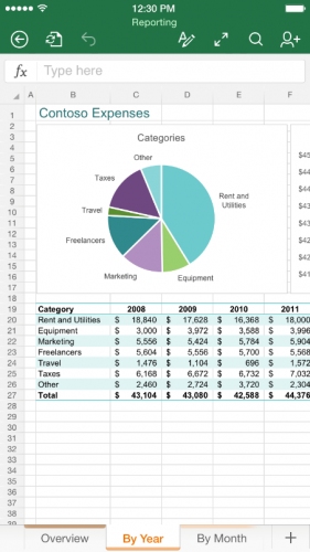 Excel for iPhoneの操作画面例