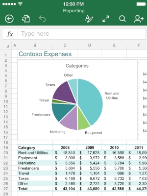 Excel for iPhoneの操作画面例