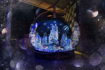 光の海が入った巨大スノウドーム『スノウアクアリウム』大阪・あべのキューズモールに出現