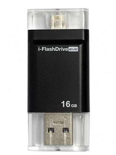 iPhone・iPad用のライトニングコネクタと、Mac・PC用のUSBコネクタを搭載したフラッシュメモリ『i-FlashDrive EVO』