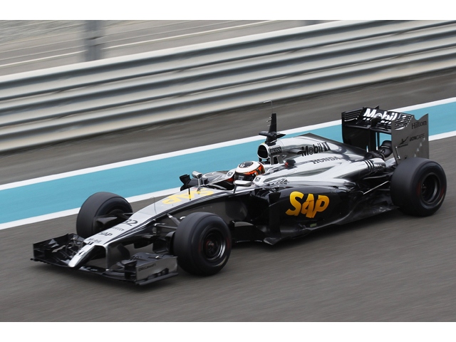 アブダビのヤス・マリーナ・サーキットで行なわれたFIA(国際自動車連盟)の公式テストに参加したマクラーレン・ホンダの開発用F1マシン「MP4-29/1X1」。ホンダHPでは映像も紹介されている