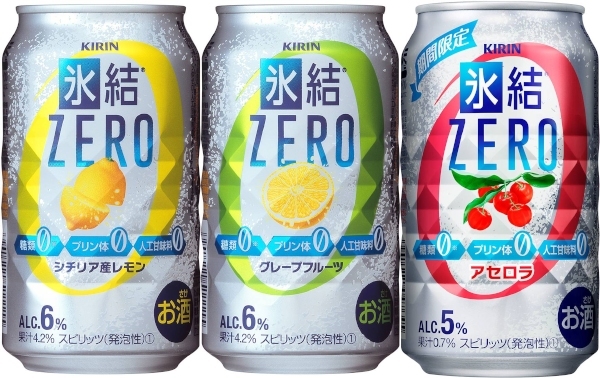 キリンビールは、健康機能“糖類0・プリン体0・人工甘味料0”の3つのゼロを兼ね備えた「キリン 氷結 ZERO」を発売し、『キリン 氷結 ZERO シチリア産レモン』、『キリン 氷結 ZERO グレープフルーツ』、『キリン 氷結 ZERO アセロラ<期間限定>』をリニューアル発売する。