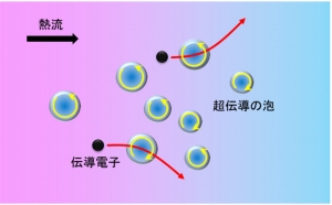 熱磁気効果を引き起こす新しい機構の概念図。このような超伝導体はカイラル超伝導体と呼ばれている（京都大学の発表資料より）