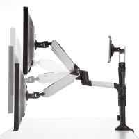 液晶モニターとiPad・タブレットを横に並べて設置可能で、高さ調節もできるデュアル液晶モニターアーム『液晶モニター・タブレットアーム 100-LA028』