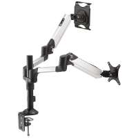液晶モニターとiPad・タブレットを横に並べて設置可能で、高さ調節もできるデュアル液晶モニターアーム『液晶モニター・タブレットアーム 100-LA028』