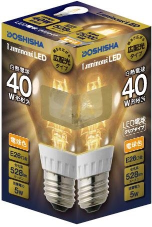 “白熱電球のフィラメント”を再現した「ルミナス LED 電球『クリアタイプ』」（ドウシシャの発表資料より）