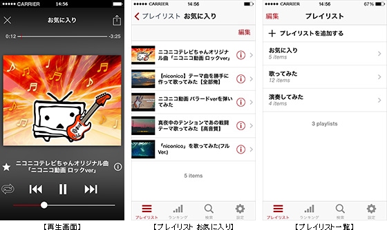 ニコニコ動画を音声で手軽に楽しめるiOSアプリ「NicoBox」の操作画面（ドワンゴとニワンゴの発表資料より）