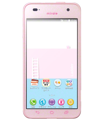 au初のジュニア向けスマートフォンで、月額3,620円(税抜)の専用プランを用意する「miraie KYL23」（写真提供：KDDI）