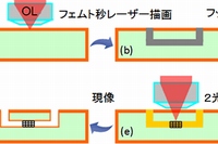 ボトルシップ型フェムト秒レーザー三次元加工によるバイオチップの作製手順を示す図（理化学研究所の発表資料より）