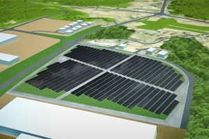 「F三原太陽光発電所 」の完成イメージ図(NTTファシリティーズの発表資料より)