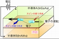 半導体界面でのラシュバ効果を示す図（東北大学の発表資料より）