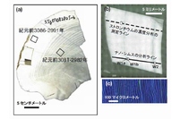 （a）オオジャコの殻の断面と殻から得られた年代値、(b)試料に供した切片（分析箇所を実践と点線で示した）、(c)ストロンチウムの濃度分布から得られた、日輪の様子。明るい緑色の細いバンドが濃度の高い層（夜間に成長した分）で、暗い青色の太いバンドが濃度の低い層（昼間に成長した分）を示す（東京大学と北海道大学の発表資料より）