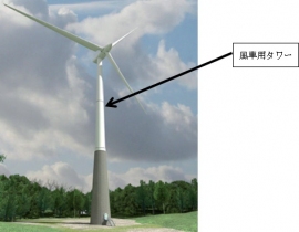 風量発電用フランジ・タワー（写真：三井物産の発表資料より）