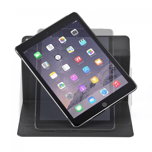 iPad Air 2を縦置き・横置きスタンドとして使用ができるスタイリッシュなスタンドケース『iPad Air 2 ケース（スタンド機能・縦向き・横向き設置・ブラック） 200-TABC001』