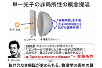 単一光子の非局所性の概念を示す図（東京大学の発表資料より）