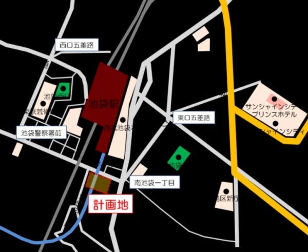 ビルの計画地（西武ホールディングスの発表資料より）