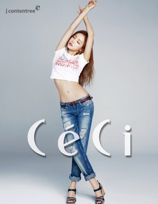 KARAのク・ハラが、TOMMY HILFIGER Denimとファッションマガジン「CeCi」とのコラボによるグラビアを公開した。写真提供：CeCi