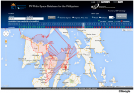 フィリピンのTV放送情報を用いたホワイトスペースデータベースの例
（情報通信研究機構の発表資料より）
