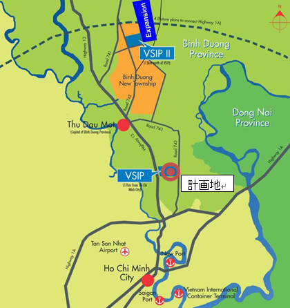 三菱商事がシンガポールのセムコープ社と共同で参入するベトナムの分譲住宅開発事業の位置図（三菱商事の発表資料より）