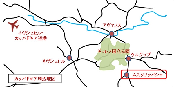 カッパドキア周辺図（図：ホテルオークラ発表資料より）