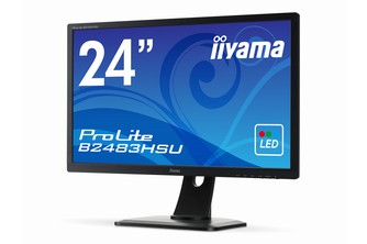 ブルーライトカット機能とフリッカーフリーLEDバックライト技術を搭載した24型ワイド液晶ディスプレイ「ProLite B2483HSU」（写真提供：マウスコンピューター）