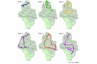 復旧作業ルートの例（37カ所、6作業班の場合）（ソフトバンクの発表資料より）