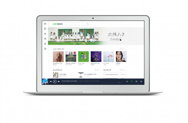 「LINE MUSIC」ブラウザ版利用時のPCの画面イメージ（LINE発表資料より）