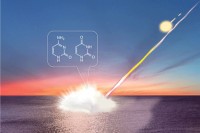 隕石の海洋衝突による核酸塩基生成の模式図（東北大学などの発表資料より）