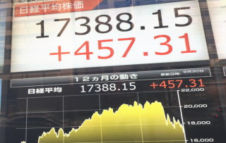 日経平均の前引けは1万7388円15銭(457円31銭高)、TOPIXは1411.16ポイント(35.64ポイント高)、出来高概算(東証1部)は25億8315万株。