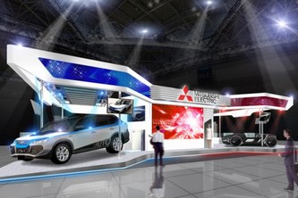 「第44回東京モーターショー2015」の三菱電機のブースイメージ図（三菱電機の発表資料より）