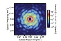 自動車の排ガスの浄化に関しSACLA が発生した XFEL を1発照射して得られたコヒーレント回折パターン（北海道大学などの発表資料より）