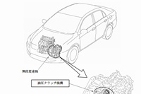 トヨタ自動車は18日、10車種44万3,460台のリコールを国土交通省に届け出た。写真は、「カローラ　アクシオ」など無段変速機に不具合があった7車種の修理箇所の説明図。