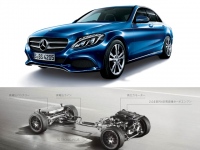 メルセデス・ベンツCクラスに追加となったPHVモデルのセダンバージョン「C 350 e AVANTGARDE」、価格は707.0万円。写真下はPHVのシステム概要