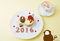 Q-pot CAFE.の新年限定スイーツ - バナナチョコケーキが乗ったスペシャルプレート