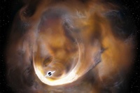 中質量ブラックホールによる重力散乱で雲が加速される様子。（慶應義塾大学の発表資料より）