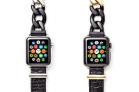 sacaiのApple Watch専用ストラップ - 黒×金&銀のジュエリーとクロコダイルが交差