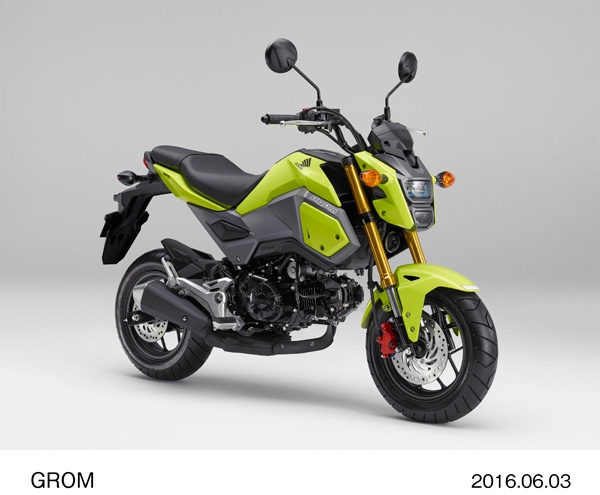 ホンダが外観を一新して発売する125ccスポーツバイク「グロム」。（レモンアイスイエロー、写真提供：ホンダ）