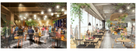 「GINZA PLACE CAFE(仮称)」店内イメージ(サッポロ不動産開発発表資料より) 「GINZA PLACE CAFE(仮称)」店内イメージ(サッポロ不動産開発発表資料より)