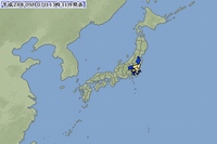9月7日13時28分ごろ、関東地方で最大震度4の地震があった。写真は、気象庁がWebサイトで公開した各地の震度を示す図。