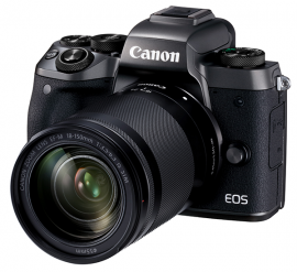 キヤノンが11月下旬に発売するEVF内蔵のミラーレスカメラ「EOS M5」（EF-M18-150mm F3.5-6.3 IS STM装着時）（写真：発表資料より）