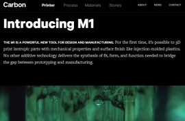 ニコンが出資する、3Dプリンターの製造・販売を手掛ける米ベンチャー、Carbon3DのWebサイト。