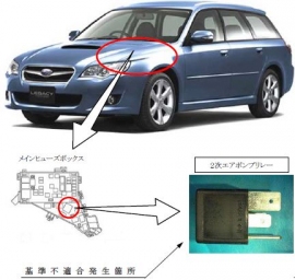 「レガシィ」「エクシーガ」「フォレスター」「インプレッサ」の改善箇所説明図 (富士重工業)