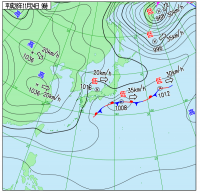 24日午前9時の日本列島の天気図。（気象庁ホームページより）