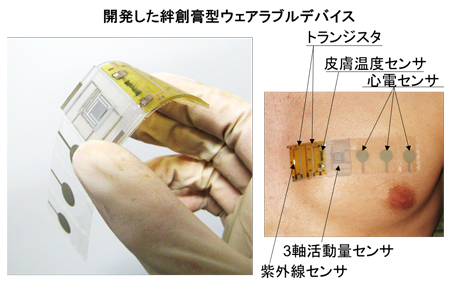 開発した絆創膏型ウェアラブルデバイス（大阪府立大学発表資料より）