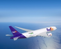飛行試験用のFedEx社の大型貨物機。(写真: JAXA/ボーイング社の発表資料より)