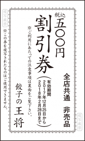 「感謝祭の割引券」のイメージ。（写真：王将フードサービスの発表資料より）