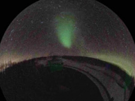 カナダで観測された明滅する陽子オーロラ。 （画像：金沢大学発表資料より）