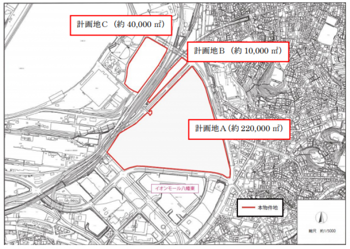 計画地の位置図(画像: イオンモールの発表資料より)