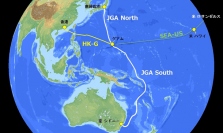 光海底ケーブル「JGA」のルート図(画像: NECの発表資料より)